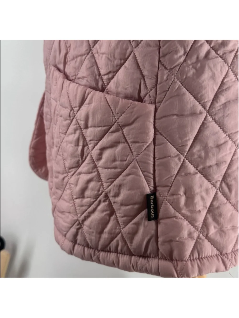 Barbour Quilted chore Jacket light pink light weight snap button sz 8